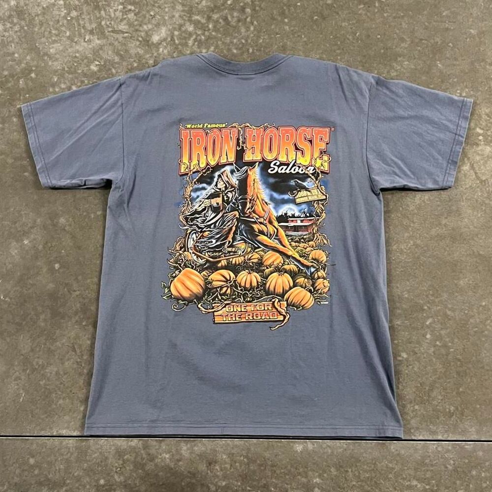 Y2K Iron Horse Saloon Ormond Beach Florida Gray Biker Graphic T Shirt